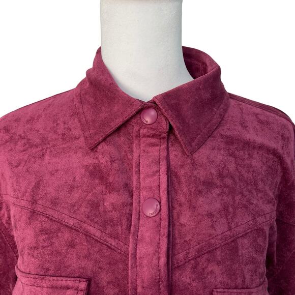 Blank NYC Free People XS Twist Shout Vegan Leather Suede Jacket Pink Fringe NWT - Picture 10 of 16